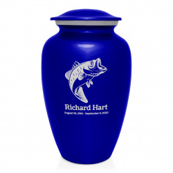 Bass Fishing Cremation Urn - Midnight Blue