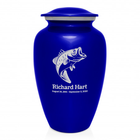 Bass Fishing Cremation Urn - Midnight Blue