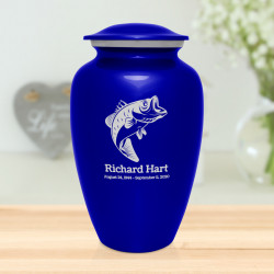 Bass Fishing Cremation Urn - Midnight Blue