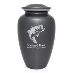 Bass Fishing Cremation Urn - Gunmetal Gray