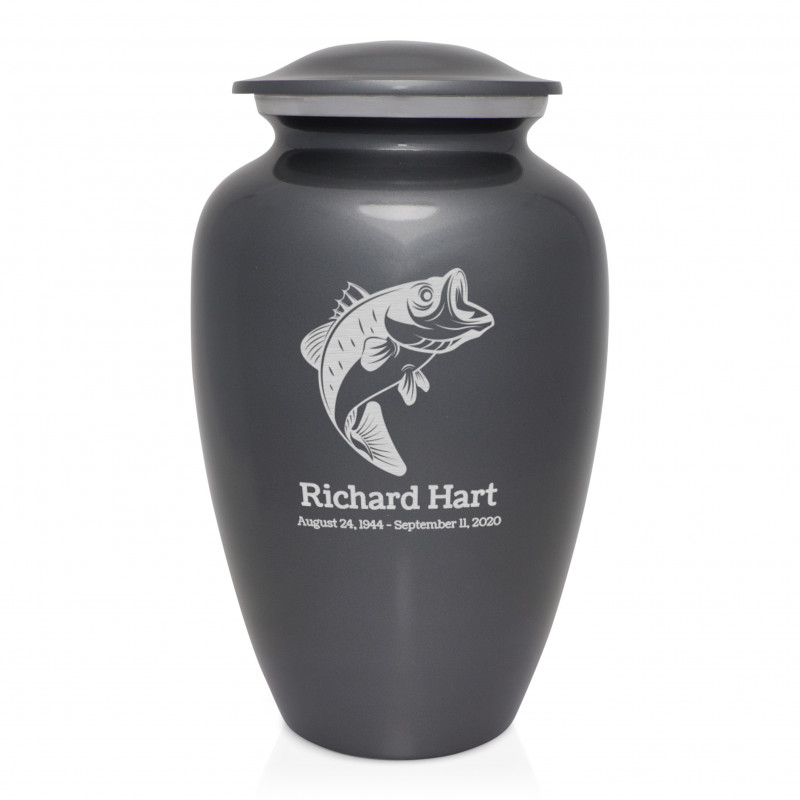 Bass Fishing Cremation Urn - Gunmetal Gray