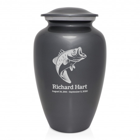 Bass Fishing Cremation Urn - Gunmetal Gray