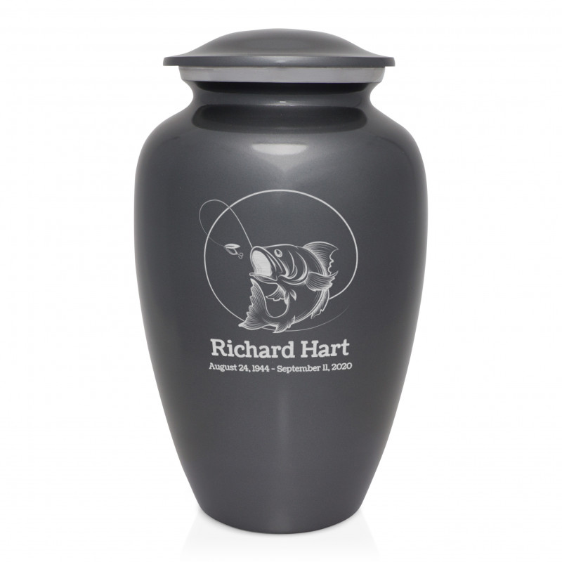 Lure Hit Fishing Cremation Urn - Gunmetal Gray