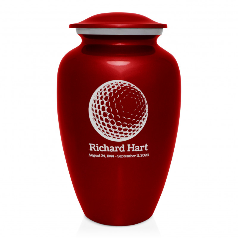 Golf Ball Cremation Urn - Ruby Red