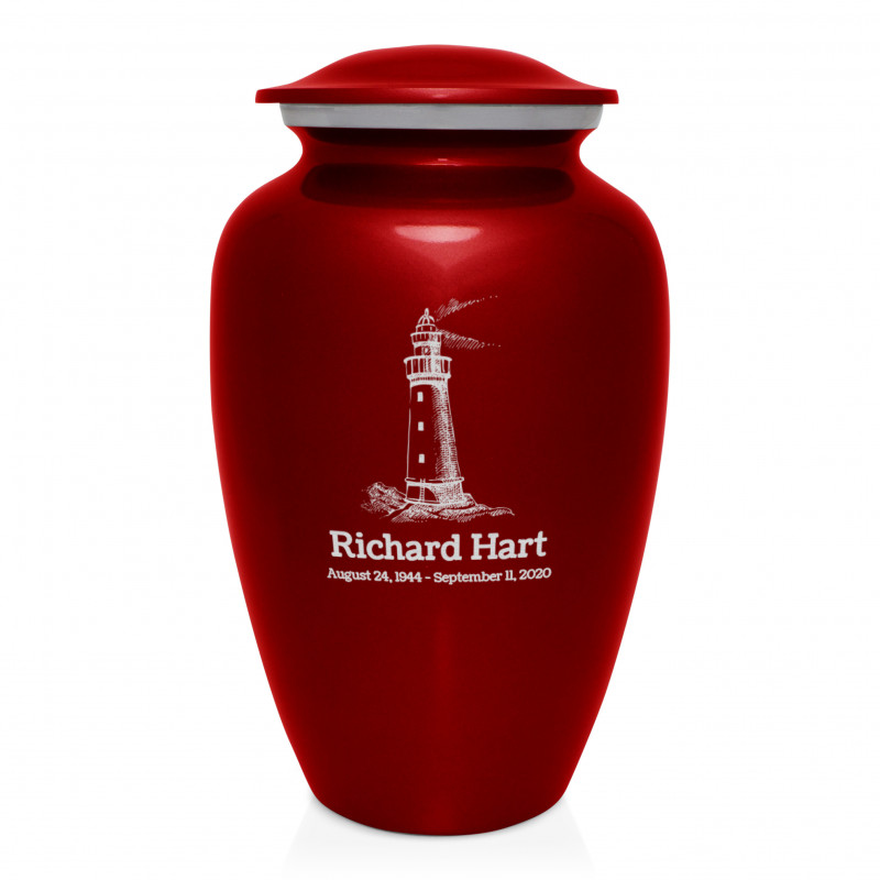 Lighthouse Cremation Urn - Ruby Red