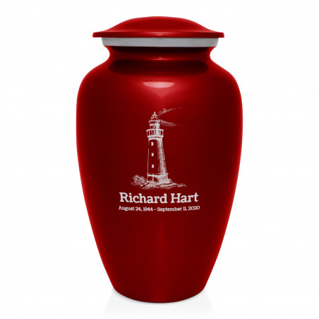 Lighthouse Cremation Urn - Ruby Red