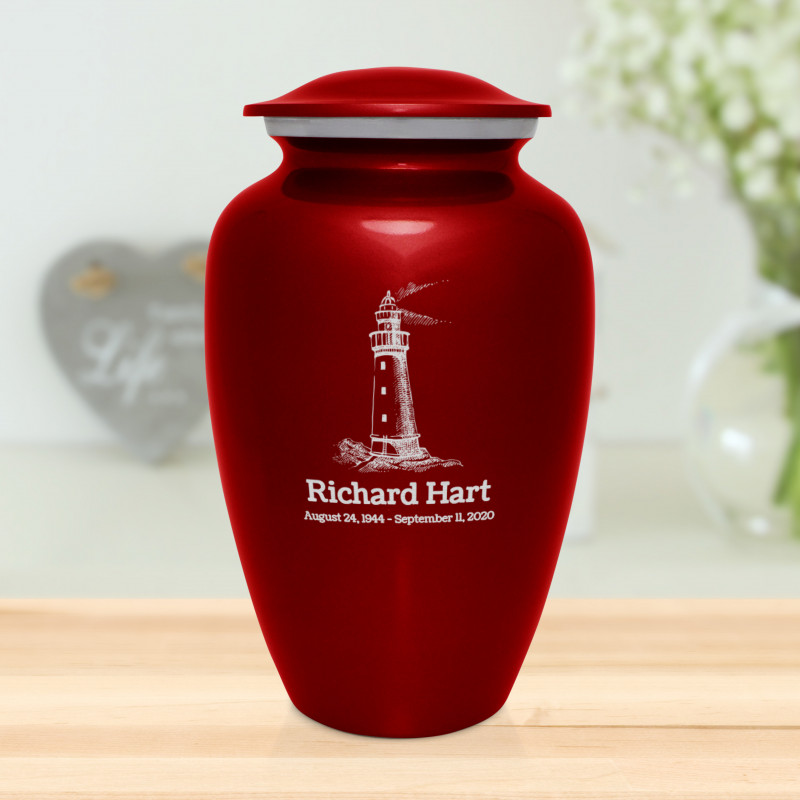 Lighthouse Cremation Urn - Ruby Red