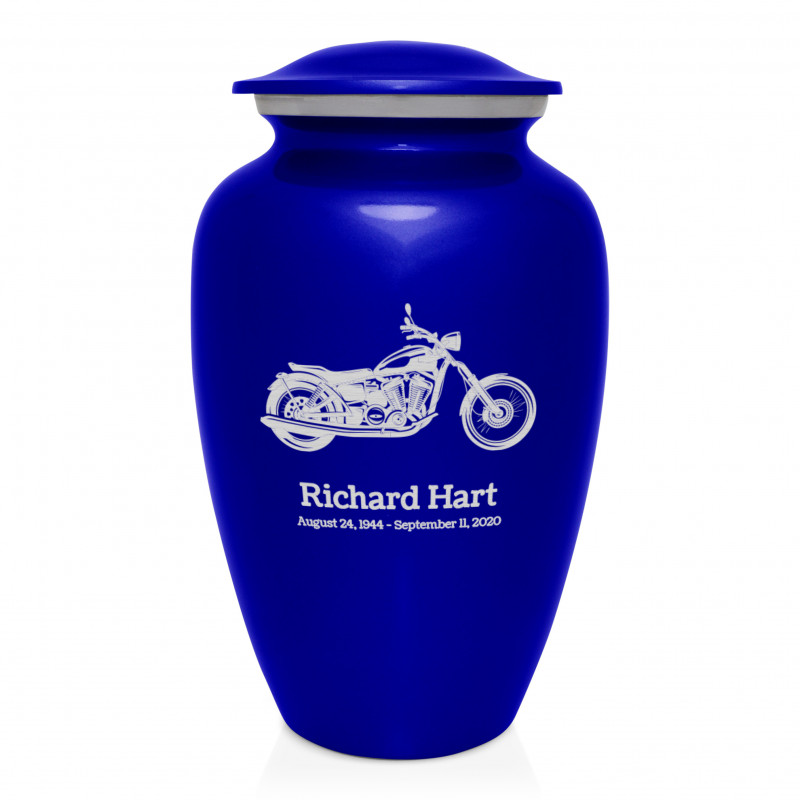 Motorcycle Cremation Urn - Midnight Blue