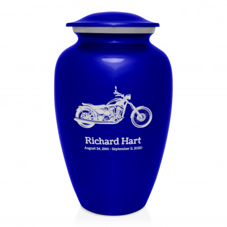 Motorcycle Cremation Urn - Midnight Blue
