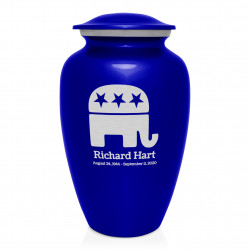 Republican Elephant Cremation Urn - Midnight Blue