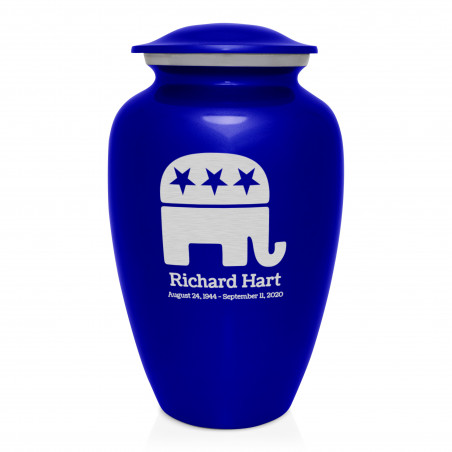 Republican Elephant Cremation Urn - Midnight Blue