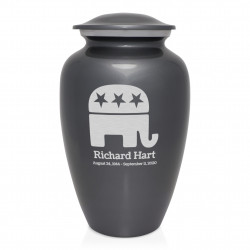 Republican Elephant Cremation Urn - Gunmetal Gray