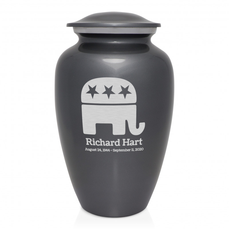 Republican Elephant Cremation Urn - Gunmetal Gray
