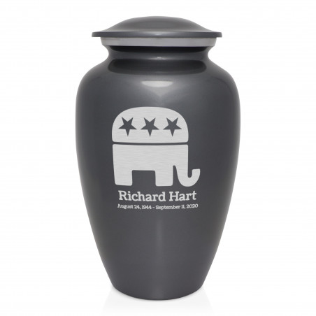 Republican Elephant Cremation Urn - Gunmetal Gray