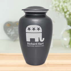 Republican Elephant Cremation Urn - Gunmetal Gray