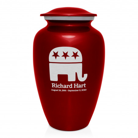 Republican Elephant Cremation Urn - Ruby Red
