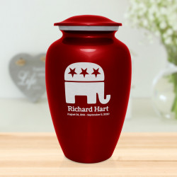 Republican Elephant Cremation Urn - Ruby Red