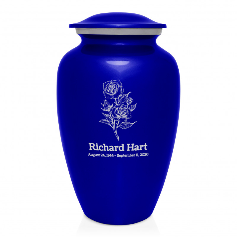 Rose Cremation Urn - Midnight Blue