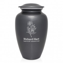 Rose Cremation Urn - Gunmetal Gray