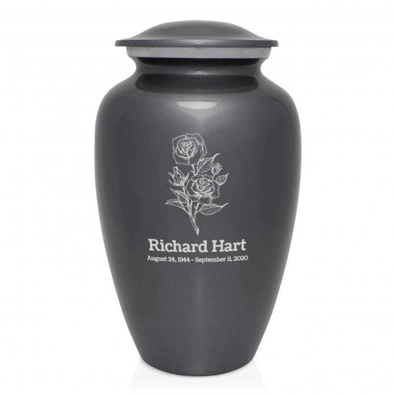 Rose Cremation Urn - Gunmetal Gray