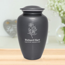 Rose Cremation Urn - Gunmetal Gray