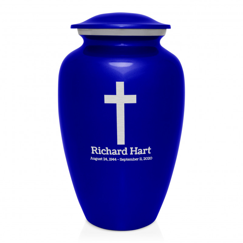 Cross Cremation Urn - Midnight Blue