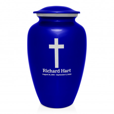 Cross Cremation Urn - Midnight Blue