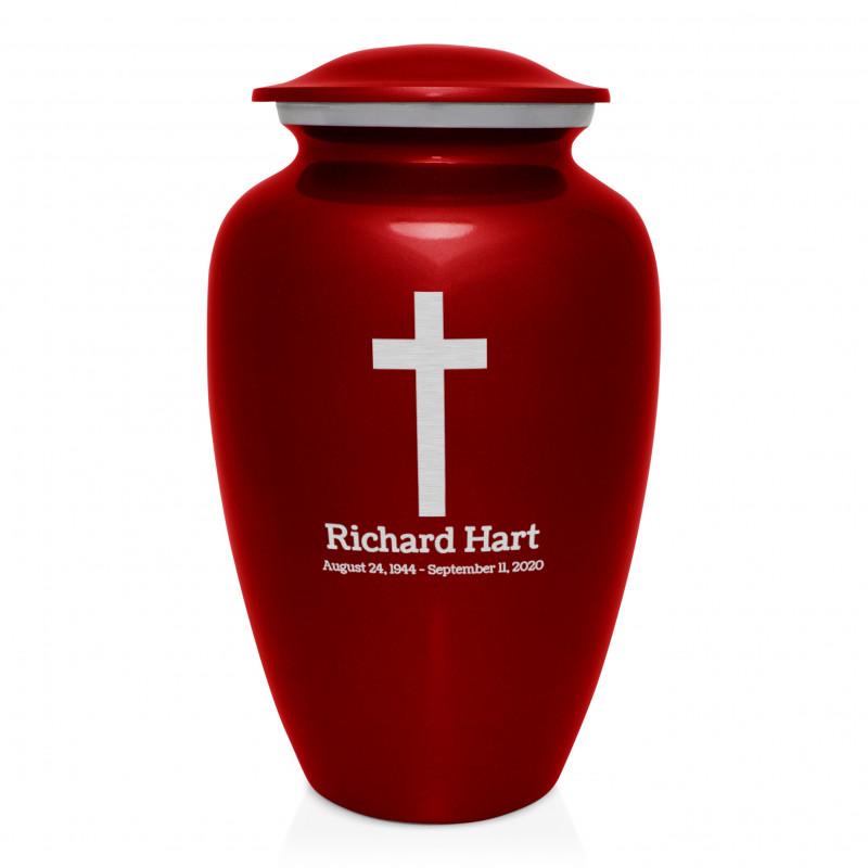 Cross Cremation Urn - Ruby Red