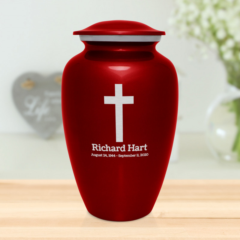 Cross Cremation Urn - Ruby Red