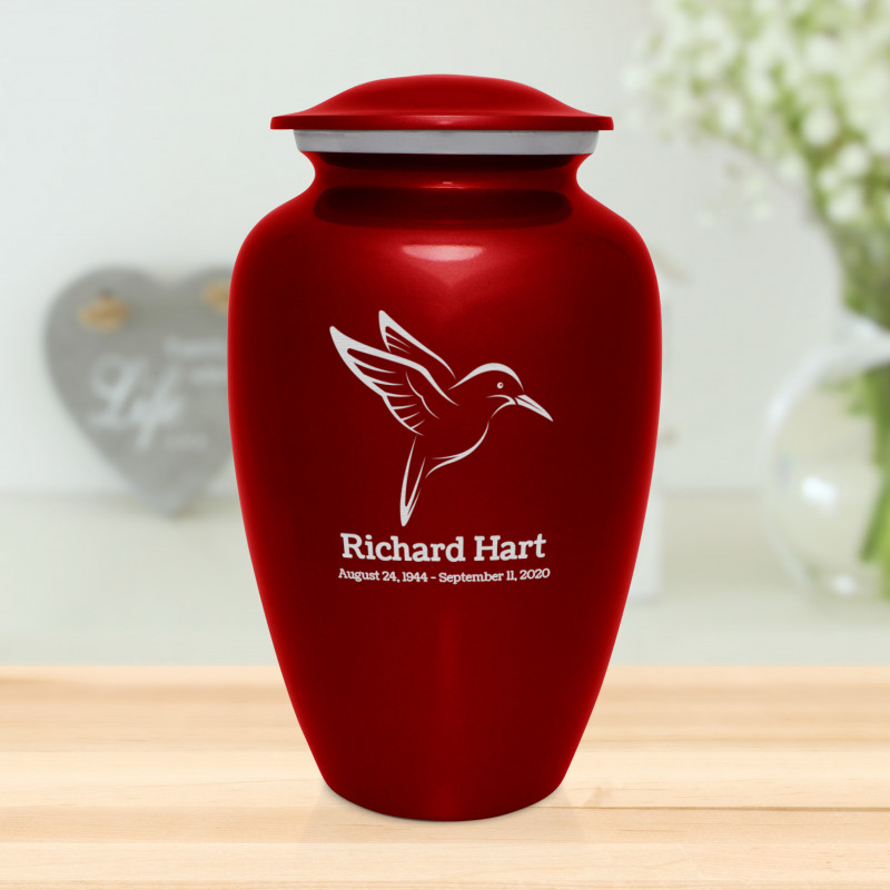 Hummingbird Cremation Urn - Ruby Red