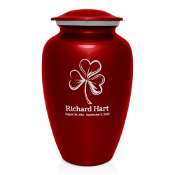 Shamrock Cremation Urn - Ruby Red