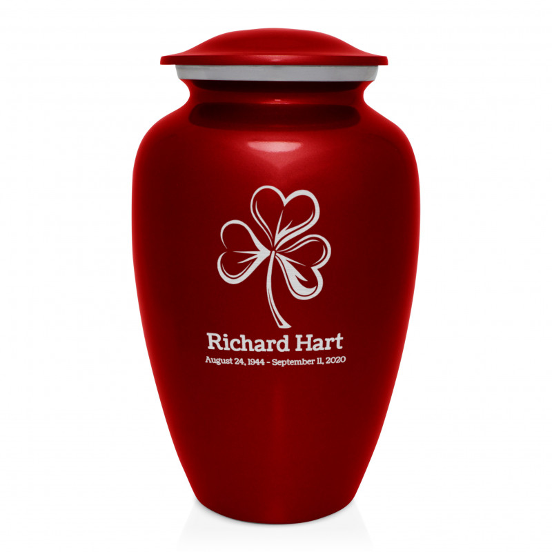 Shamrock Cremation Urn - Ruby Red