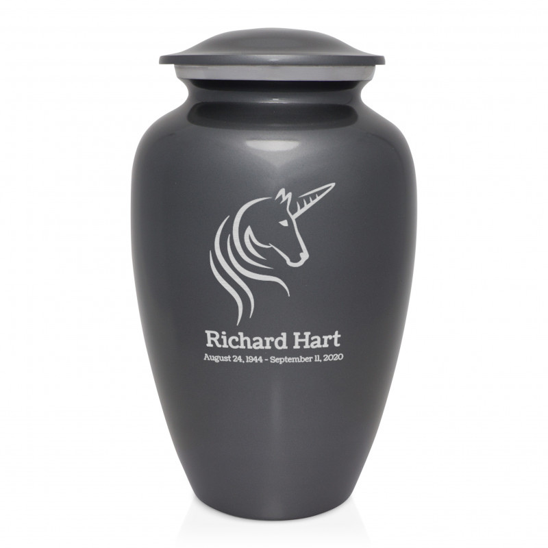 Unicorn Cremation Urn - Gunmetal Gray