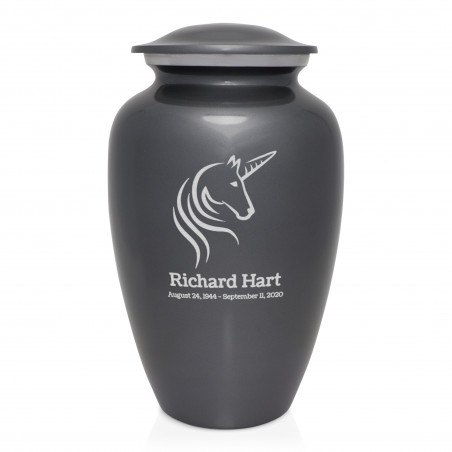 Unicorn Cremation Urn - Gunmetal Gray