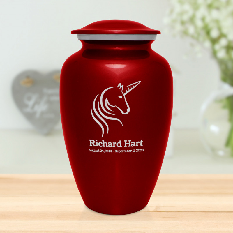 Unicorn Cremation Urn - Ruby Red