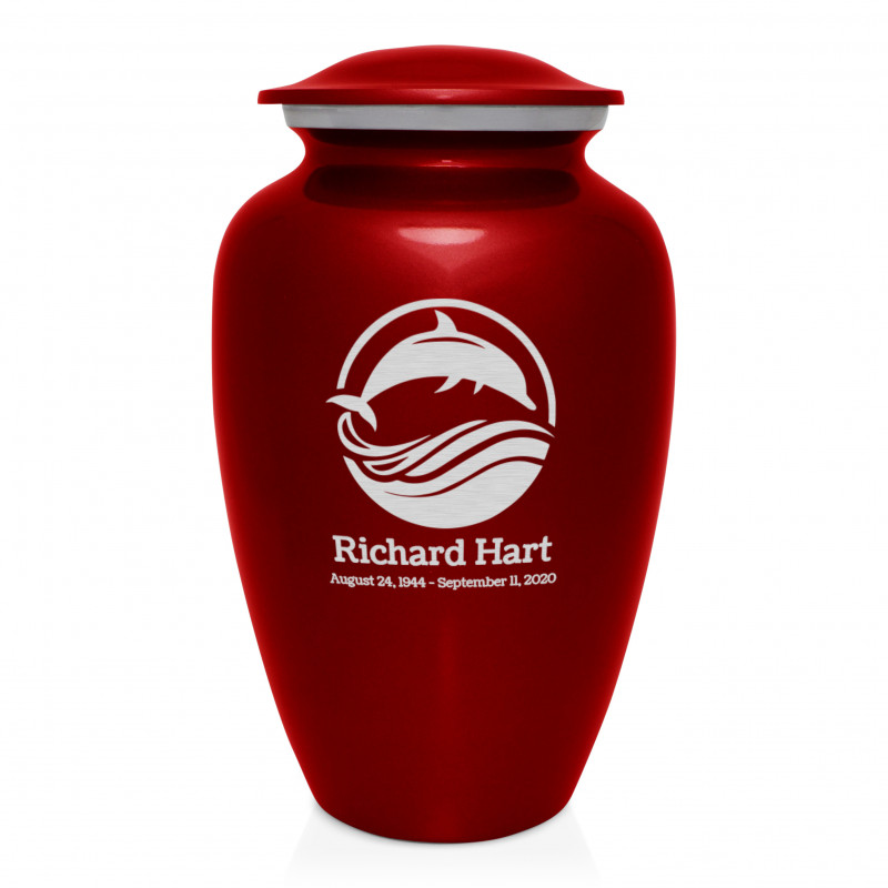 Dolphin Cremation Urn - Ruby Red