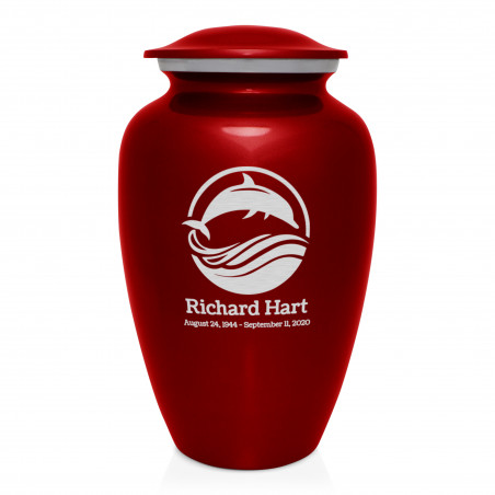 Dolphin Cremation Urn - Ruby Red