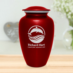 Dolphin Cremation Urn - Ruby Red