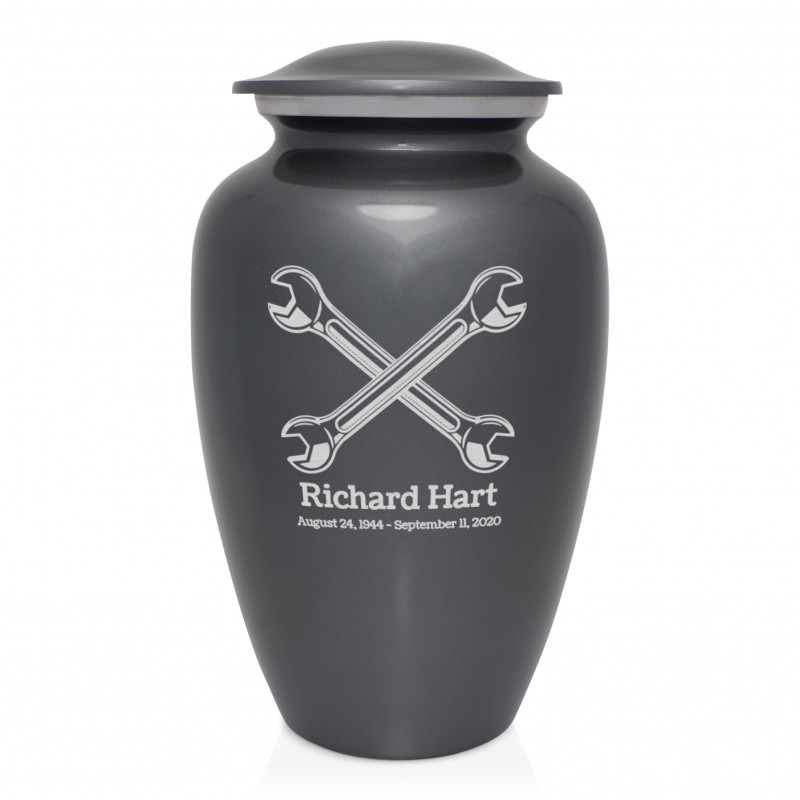 Mechanic Wrench Cremation Urn - Gunmetal Gray