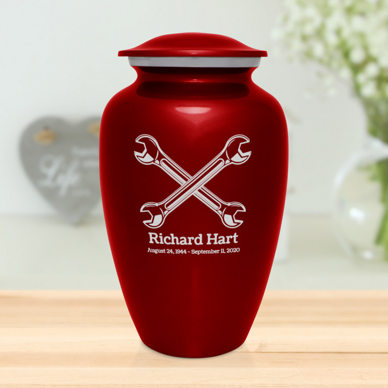 Mechanic Wrench Cremation Urn - Ruby Red