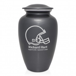 Football Helmet Cremation Urn - Gunmetal Gray