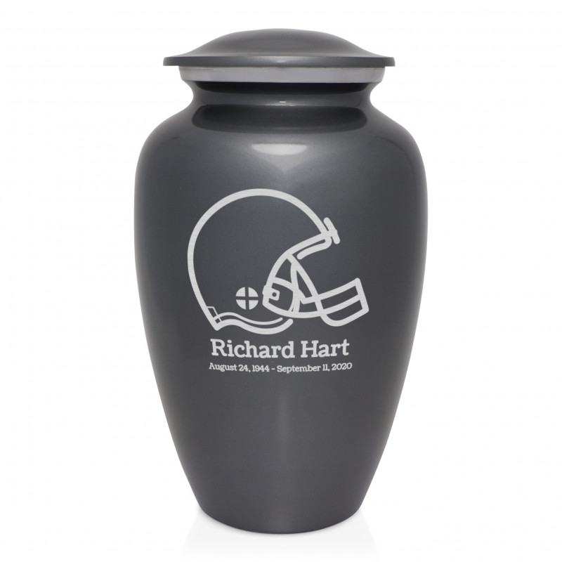 Football Helmet Cremation Urn - Gunmetal Gray