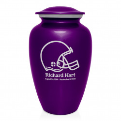 Football Helmet Cremation Urn - Purple Luster