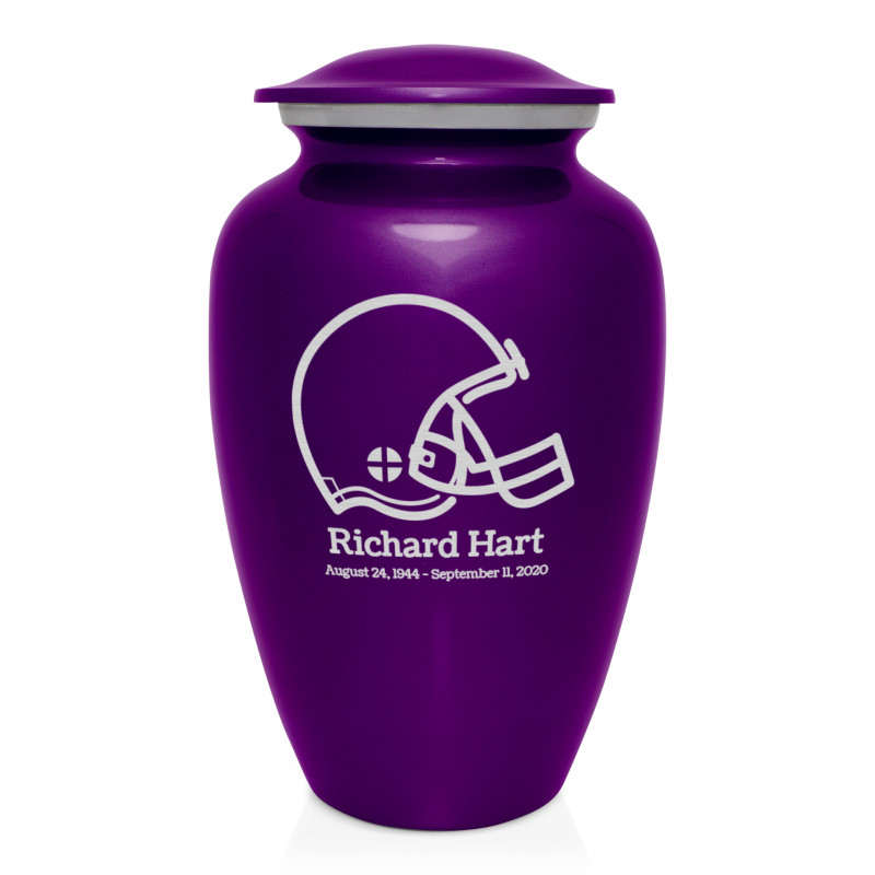 Football Helmet Cremation Urn - Purple Luster