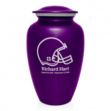 Football Helmet Cremation Urn - Purple Luster