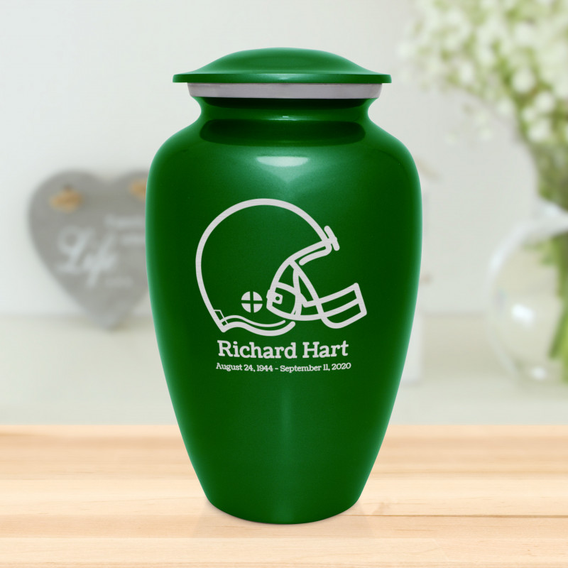 Football Helmet Cremation Urn - Shamrock Green