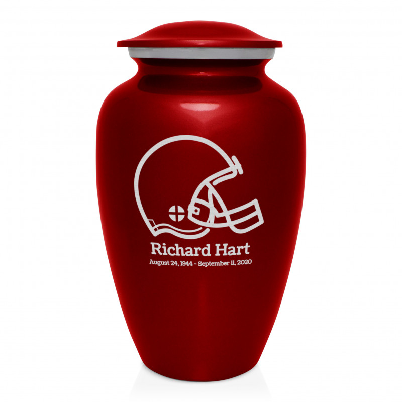 Football Helmet Cremation Urn - Ruby Red