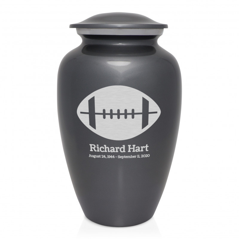Football Cremation Urn - Gunmetal Gray