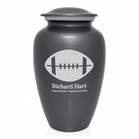 Football Cremation Urn - Gunmetal Gray