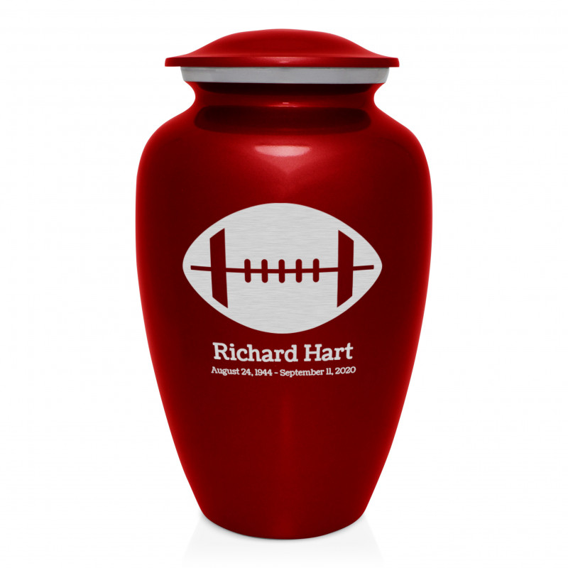 Football Cremation Urn - Ruby Red
